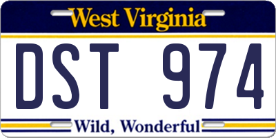WV license plate DST974