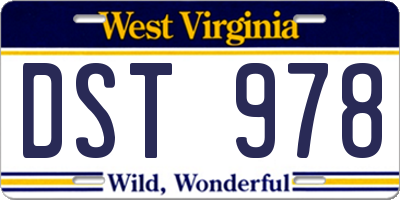 WV license plate DST978