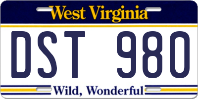 WV license plate DST980