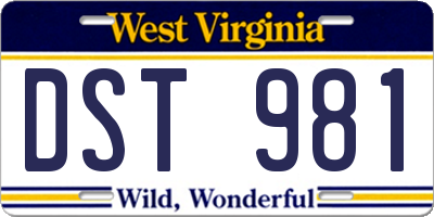 WV license plate DST981