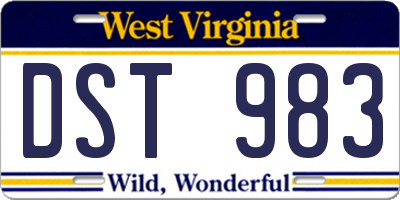 WV license plate DST983