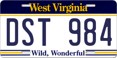 WV license plate DST984