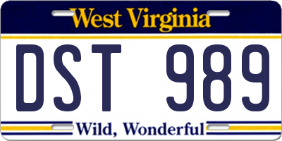 WV license plate DST989