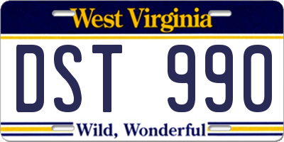 WV license plate DST990