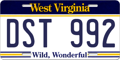WV license plate DST992