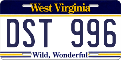 WV license plate DST996