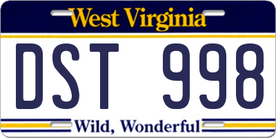 WV license plate DST998