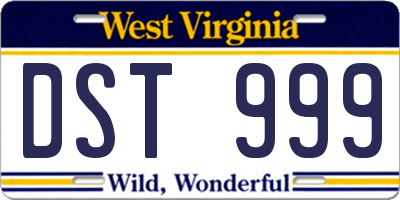 WV license plate DST999