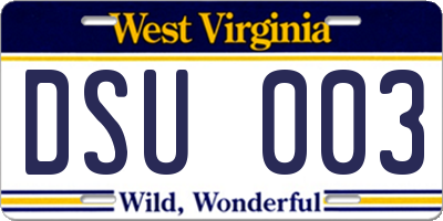 WV license plate DSU003