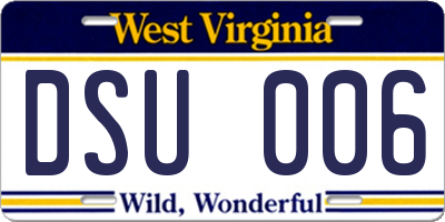 WV license plate DSU006