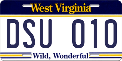 WV license plate DSU010