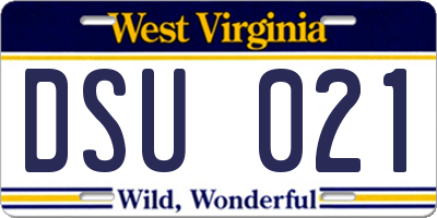 WV license plate DSU021