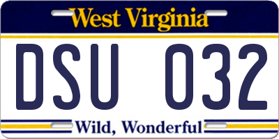 WV license plate DSU032