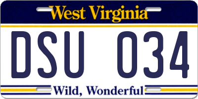 WV license plate DSU034