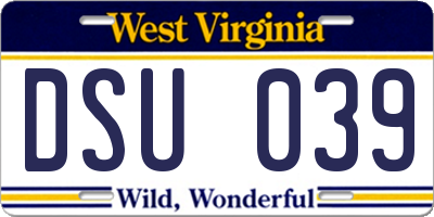 WV license plate DSU039