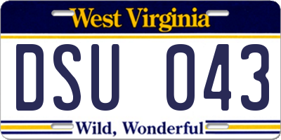 WV license plate DSU043
