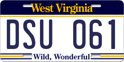 WV license plate DSU061