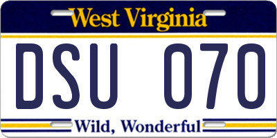 WV license plate DSU070