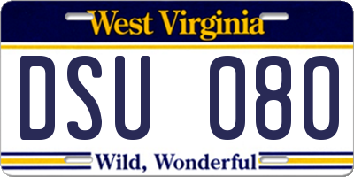 WV license plate DSU080