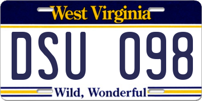WV license plate DSU098