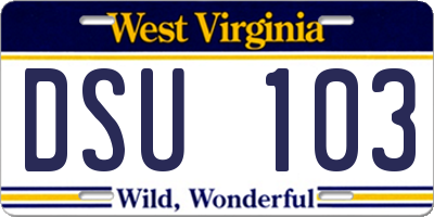 WV license plate DSU103