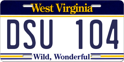 WV license plate DSU104