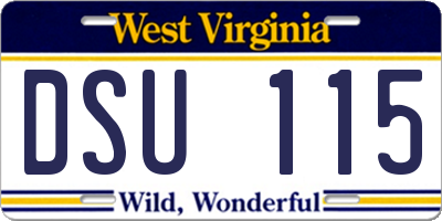 WV license plate DSU115