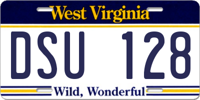 WV license plate DSU128