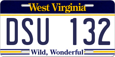 WV license plate DSU132