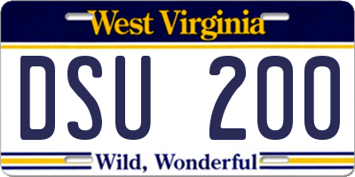WV license plate DSU200