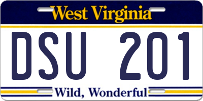 WV license plate DSU201