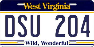 WV license plate DSU204