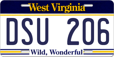 WV license plate DSU206