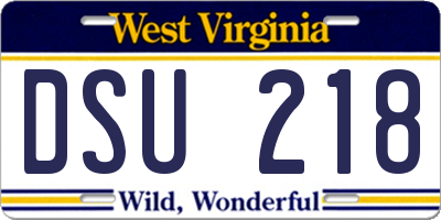 WV license plate DSU218