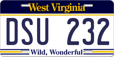 WV license plate DSU232