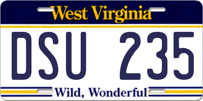 WV license plate DSU235