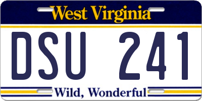 WV license plate DSU241