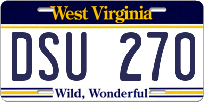 WV license plate DSU270