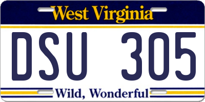 WV license plate DSU305