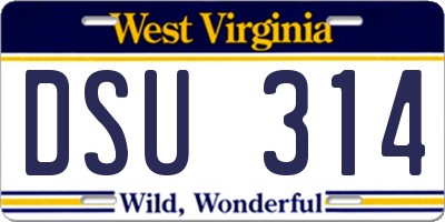 WV license plate DSU314