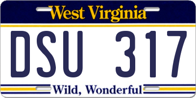 WV license plate DSU317