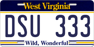 WV license plate DSU333