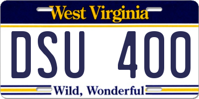 WV license plate DSU400