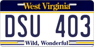 WV license plate DSU403