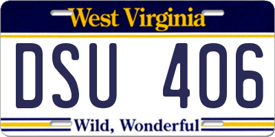 WV license plate DSU406