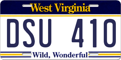 WV license plate DSU410
