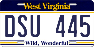 WV license plate DSU445