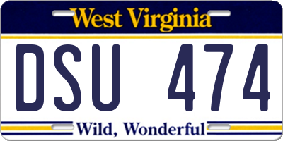WV license plate DSU474