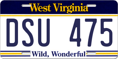 WV license plate DSU475