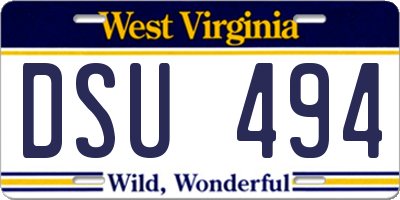 WV license plate DSU494